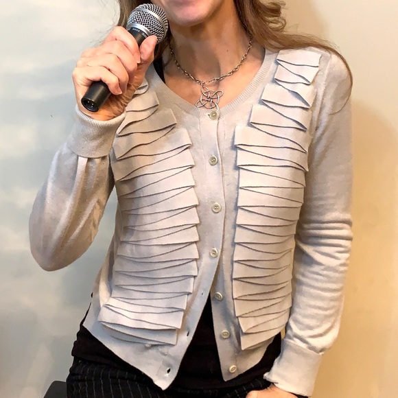 BCBGMaxAzria Sweaters - BCBG Maxazria ruffle cardigan xs